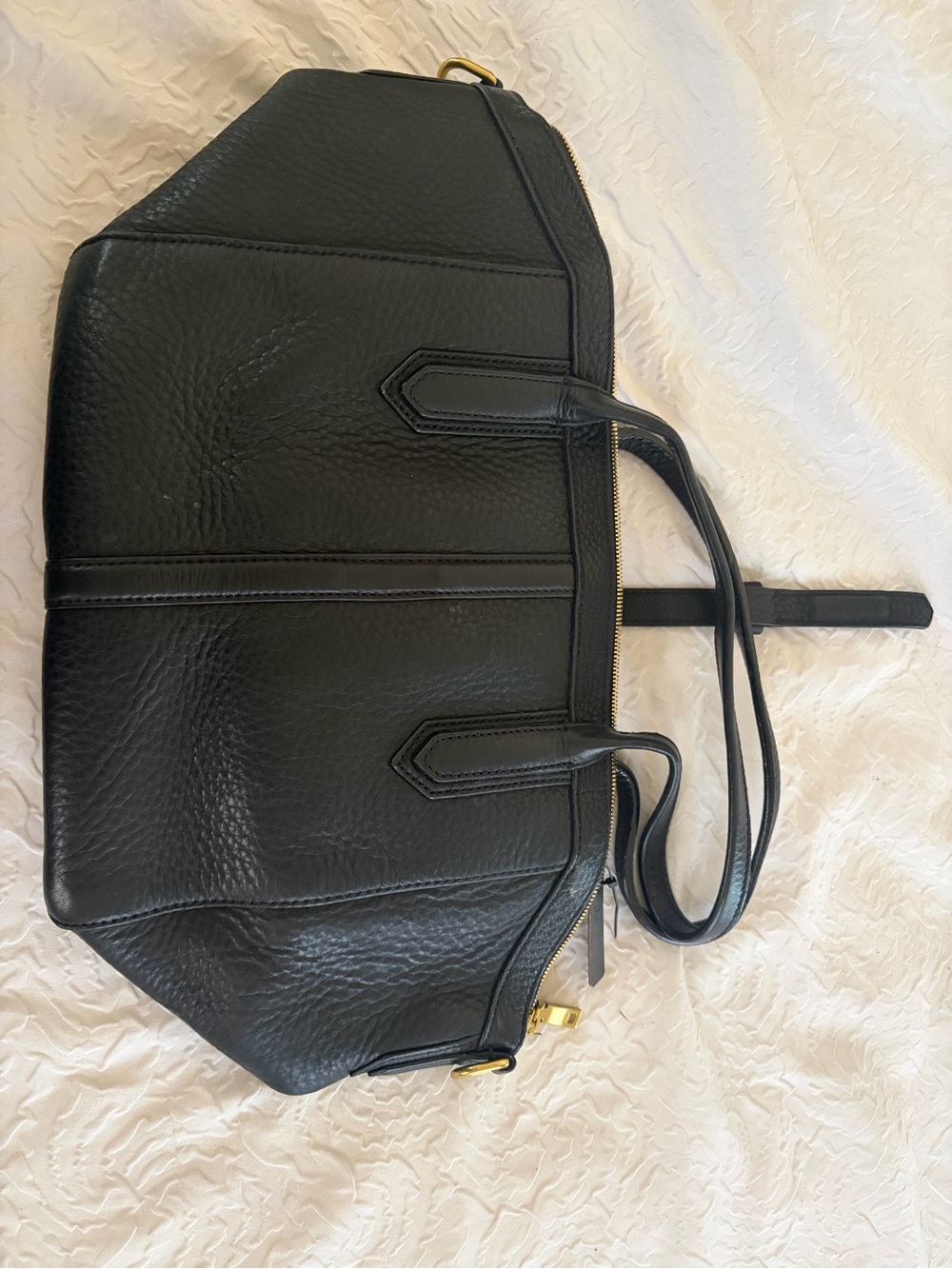 J.crew Black Leather Tote Handbag with Gold Hardware NWT msrp $200 cow leather